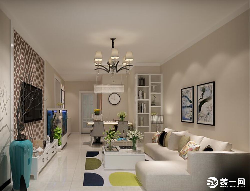 客厅的设计，家具选用的暖黄色为主调，造型简单大方