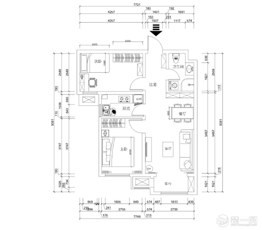 本案例为天津市泉清家园，户型面积约55平米，两室一厅一厨一卫一阳台标准户型。