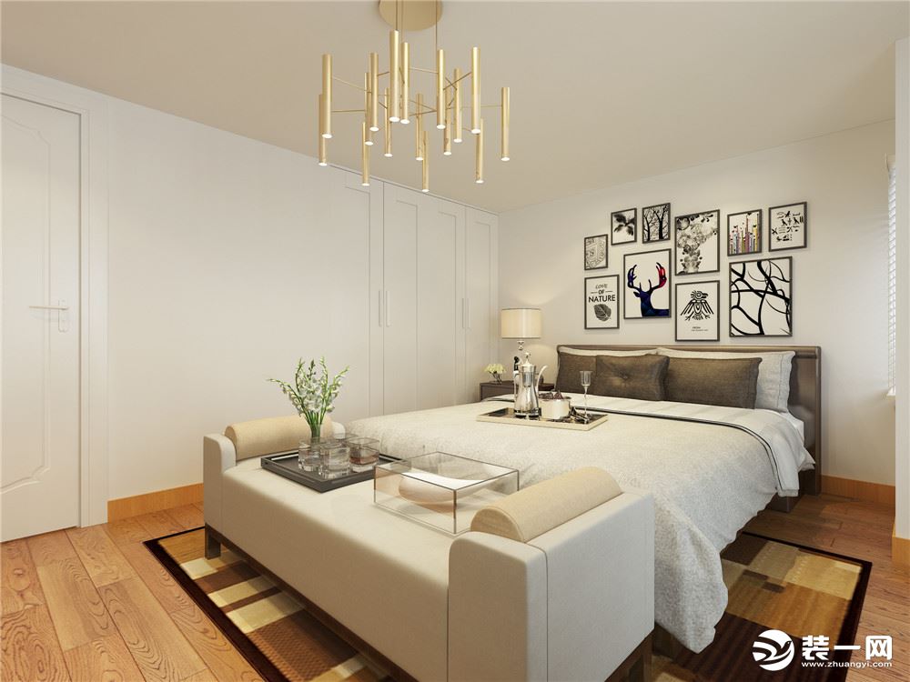 卧室整体设计给人一种宽敞、明亮、心情舒畅的感受。