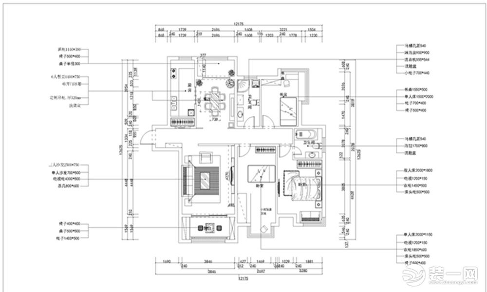 戶型圖141平米三室兩廳，南北各有一個陽臺，不僅房間主采光好 而且空氣流通順暢，使人潛意識放松身心