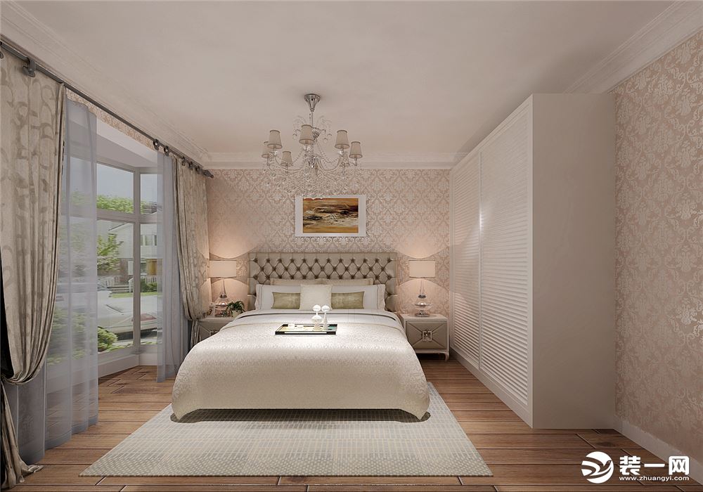 在床和衣柜的选择上用现代感较强的家具，自由随意、高调奢华、实用舒适。