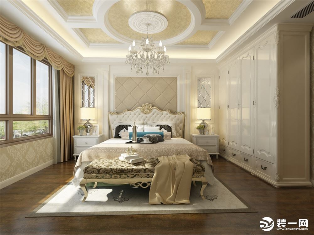 【力天装饰】香槟城 三室 132平 欧式风格  卧室