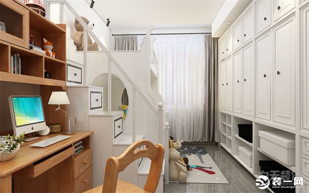 本户型属于小户型，采用北欧风格，家具多以白色为主，搭配原木色地板，尽显北欧特色。