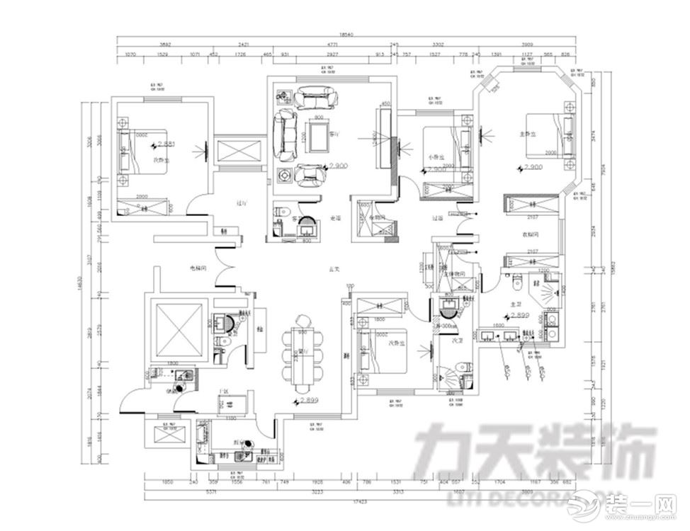 【力天裝飾】海寧灣 150㎡ 三居室 歐式 家裝效果圖