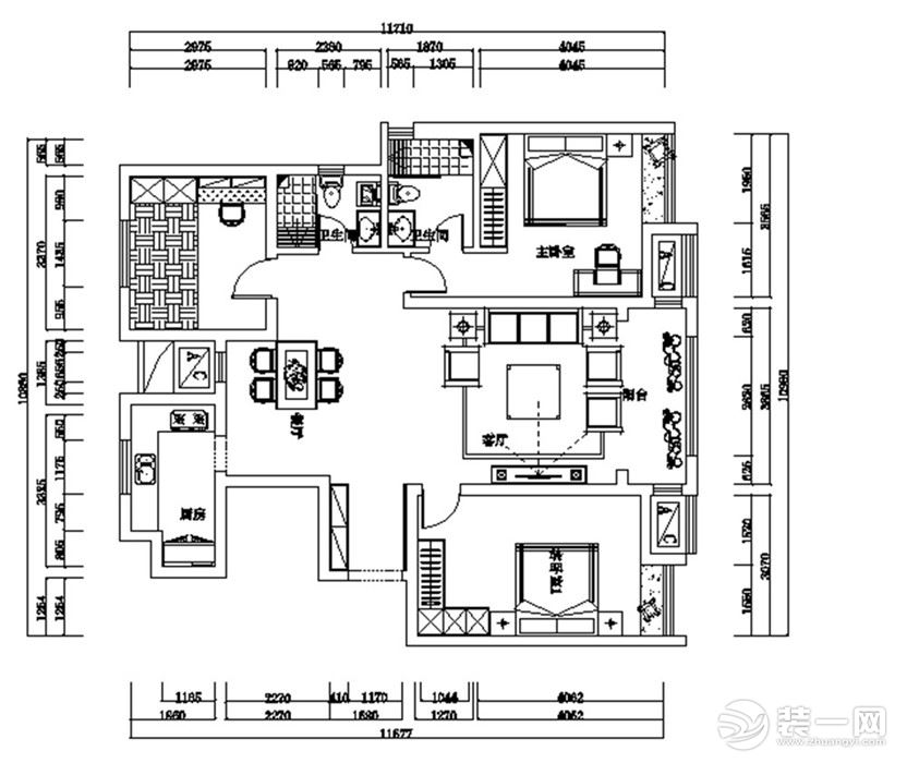 【力天装饰】塘沽区南益 133㎡ 三居室 中式 家装效果图