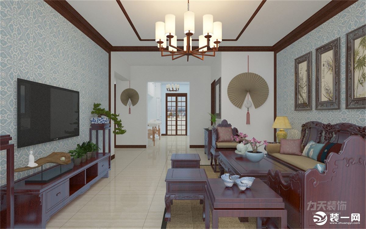 【力天装饰】桂荷园 89㎡ 两居室  中式 家装效果图