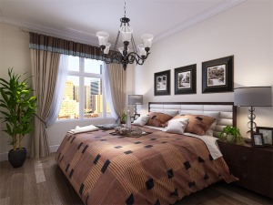 主卧室与次卧室的设计与整体设计相统一，也以简洁舒适为主。简约的双人床与床头柜，再搭配上具有储物功能的