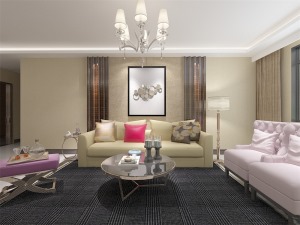   客厅作为待客区域，要明快光鲜，用比较亮的地砖，使整体上有一种宽敞而富有时尚气息。墙面顶面采用上下