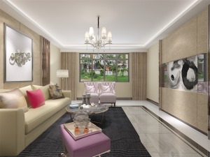   客厅作为待客区域，要明快光鲜，用比较亮的地砖，使整体上有一种宽敞而富有时尚气息。墙面顶面采用上下