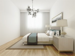 主卧室采用原木色、咖色、浅咖色、米以及绿植等色彩元素搭配的床整体体现温馨的感觉