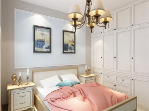 次卧整体都是浅色为主，主要作为儿童房使用，白色的衣柜以及浅木色的床和床头柜显得非常清新