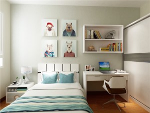 卧室及书房空间都选择了木地板，在卧室等空间考虑到空间的安逸并没有做吊顶