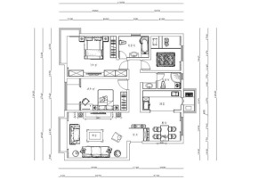 本户型是三室两厅两卫的住宅设计方案，设计风格为简欧