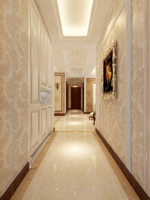 走廊的装饰也采用有新古典色彩的画框与装饰画作为装饰