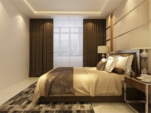 卧室也是采用了地砖，地砖的散热性比较好，也是根据客户的喜好设计的，地砖也显得地面干净亮堂。
