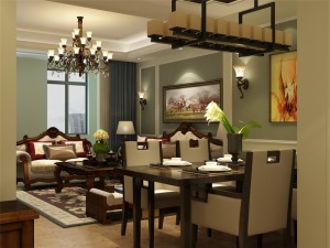  客厅作为待客区域，要明快光鲜，用复古地砖，使整体上有一种宽敞而富有历史气息。  墙面顶面采用上下两