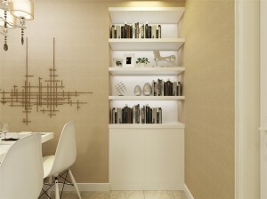 書房墻面為白色乳膠漆，750*600木地板及配色踢腳線