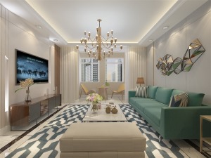 客厅作为待客区域，空间布局合理，用白色地砖搭配咖啡网的波打线做现代风格，使整体看着宽敞明亮颜色搭配分