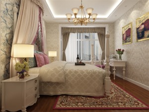 白粉色的桌椅与整个空间想搭。窗幔的设计也给整个空间增加了一种浪漫的气氛。