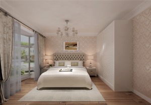 在床和衣柜的选择上用现代感较强的家具，自由随意、高调奢华、实用舒适。