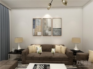客廳區域的，整體布局較簡單，用石膏線做簡約的電視背景墻。