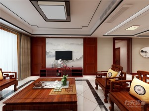 客厅有着独立的的生活阳台，光线亮，空气流畅，内设实木的中式家具套和电视柜