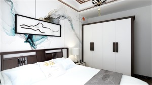 【力天装饰】远洋风景 70平 两居室 新中式家装效果图