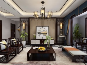 【力天装饰】朝阳领域  135㎡ 三居室 新中式 家装效果图