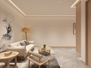 延续客厅风格，白色为底，原木色的餐桌和餐边柜，与客厅配色一脉相承，视觉明亮温和。让空间优雅奢华的气质