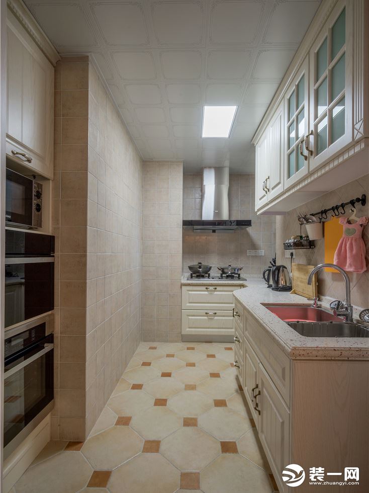 120平美式风格装修厨房实景图
