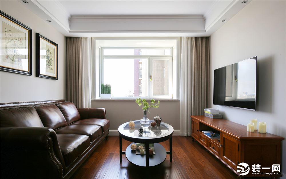 上海久阳文华府邸三居室116平美式风格客厅装修效果图
