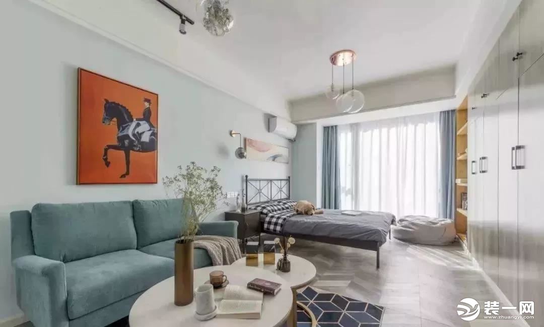 【上海缘环】40㎡轻奢风格小公寓装修效果图，色彩绚烂明媚！