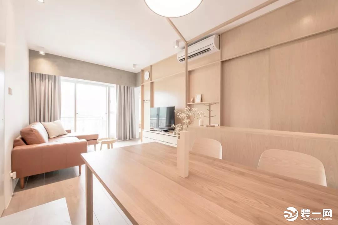 《缘环装饰》70平米小户型家装设计效果图，物尽其用纯木色家居！