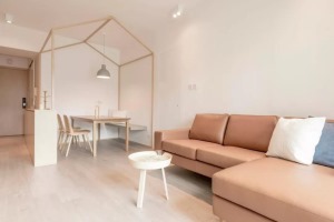 《缘环装饰》70平米小户型家装设计效果图，物尽其用纯木色家居！