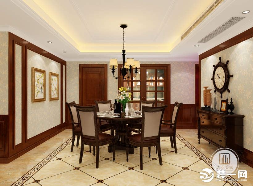 景枫法兰谷—美式135平三居室大业美家餐厅