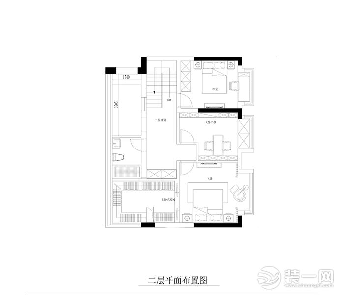 棲原上疊二層平面布置效果圖