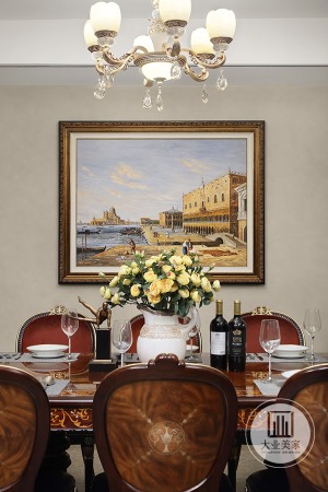 新古典风格实景—德水香林平层效果图餐桌