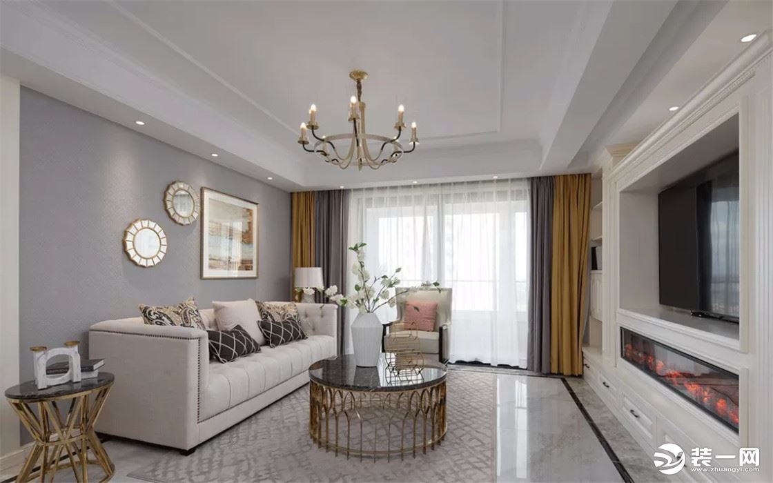 高级灰和白色为主色调，搭配家具的金色金属材质，营造出精致品味的家具氛围