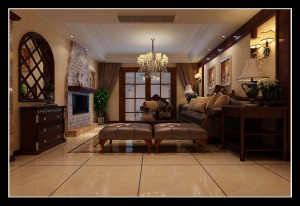 华远海蓝城美式风格顶层复式 客厅
