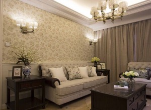 合肥绿然装饰-长宁家园 97平 三室两厅 造价 16万 美式装修效果图 客厅