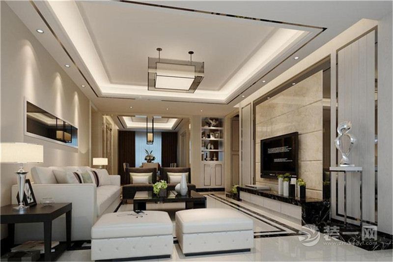 融科东南海 115平 三居室 造价13万 现代简约风格 客厅