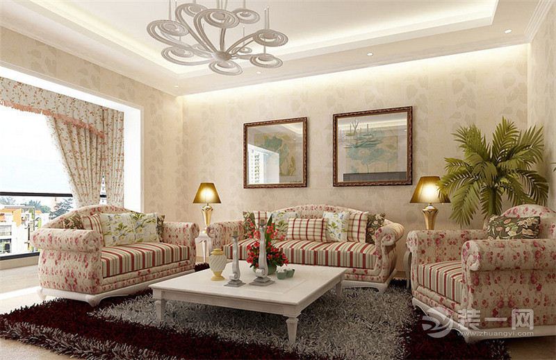 COCO蜜城-112平 3室1厅1卫-造价16万 田园风格客厅