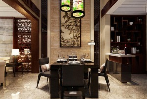 北辰三角洲 120平 三居室 造价 19万 新中式风格餐厅