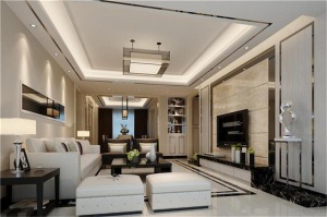融科东南海 115平 三居室 造价13万 现代简约风格 客厅