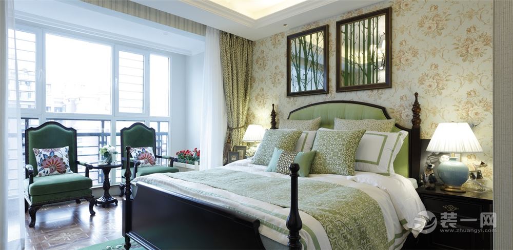 中锐姑苏尚城140平美式风格卧室案例设计效果图