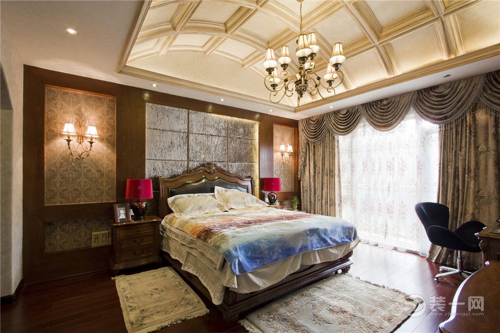 苏州雅腾装饰  阳光水榭140平美式风格 卧室案例设计效果图