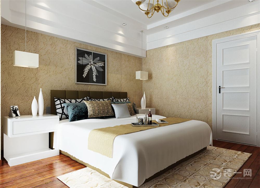 苏州雅腾装饰 雅戈尔太阳城126平欧式风卧室案例设计效果图