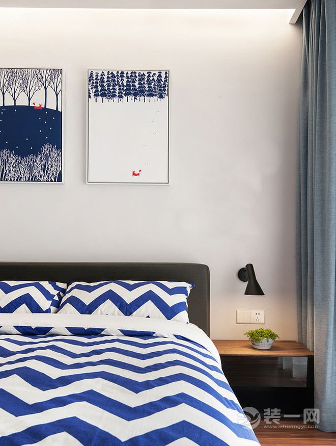 苏州雅腾装饰 合景叠翠峰132平北欧风格卧室案例设计效果图