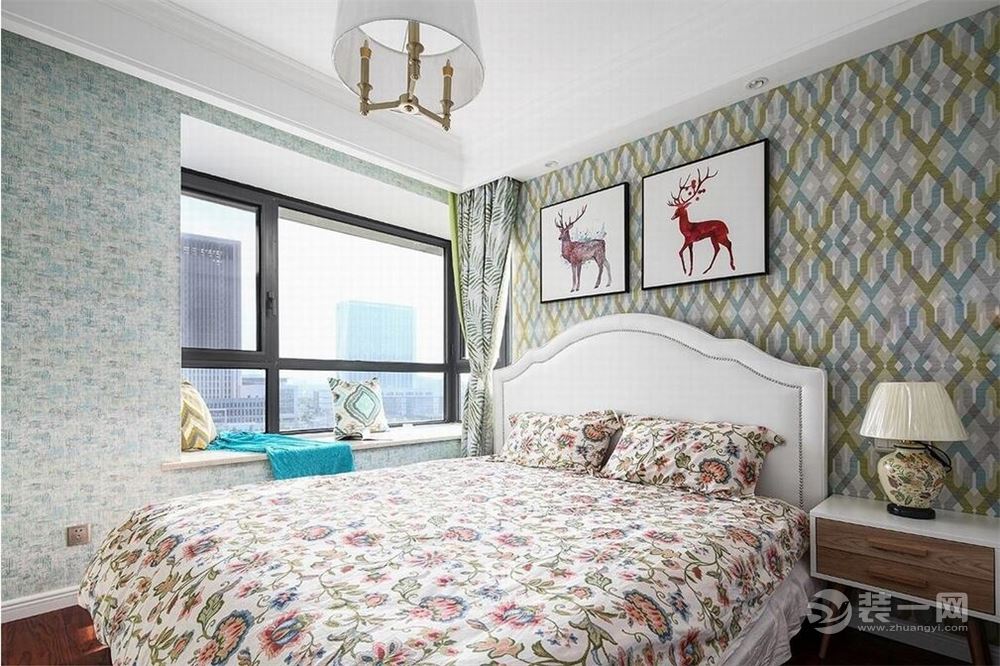 苏州雅腾装饰 蓝光天悦城126平美式风格卧室案例设计效果图