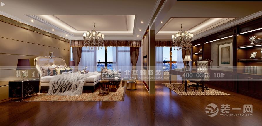 苏州雅腾装饰  世贸石湖湾310平新古典风格卧室案例设计效果图